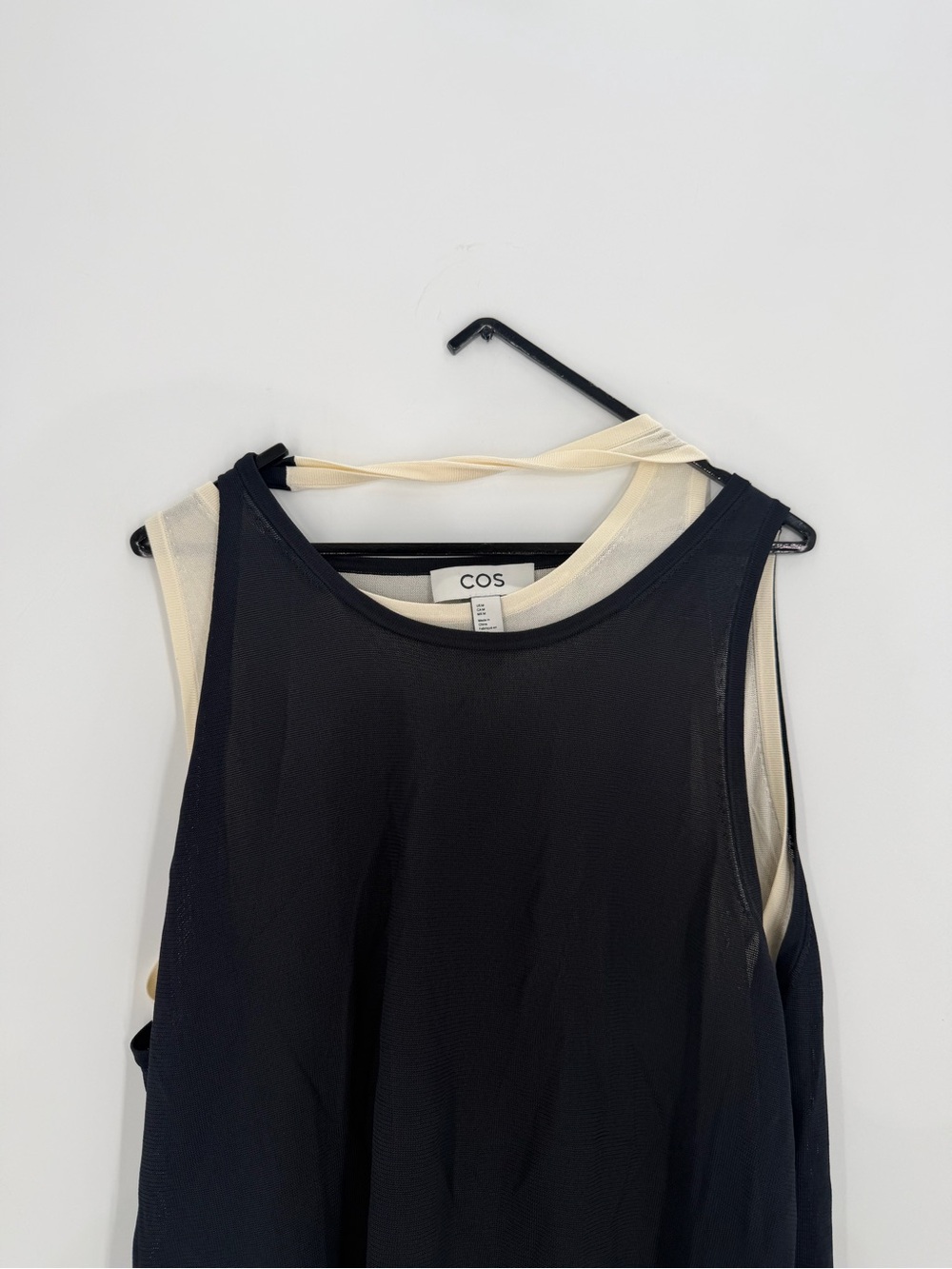 Cos Layered Knitted Asymmetrical Tank Top In Cream Navy